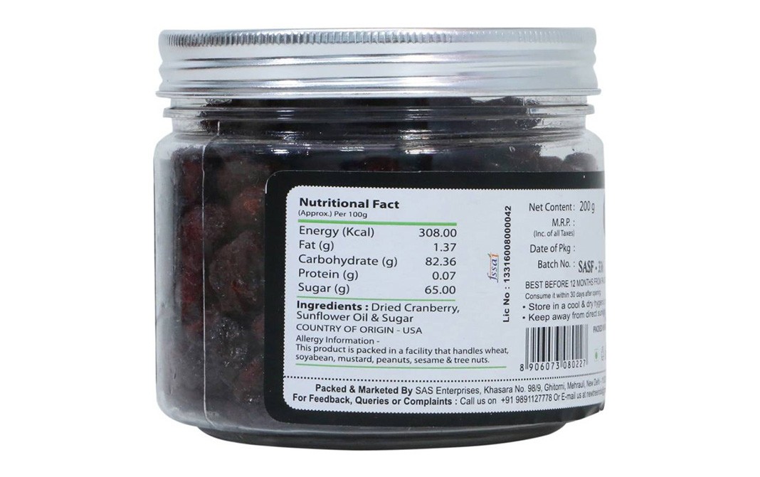New Tree Berry Bites Dried Whole Cranberry   Glass Jar  200 grams